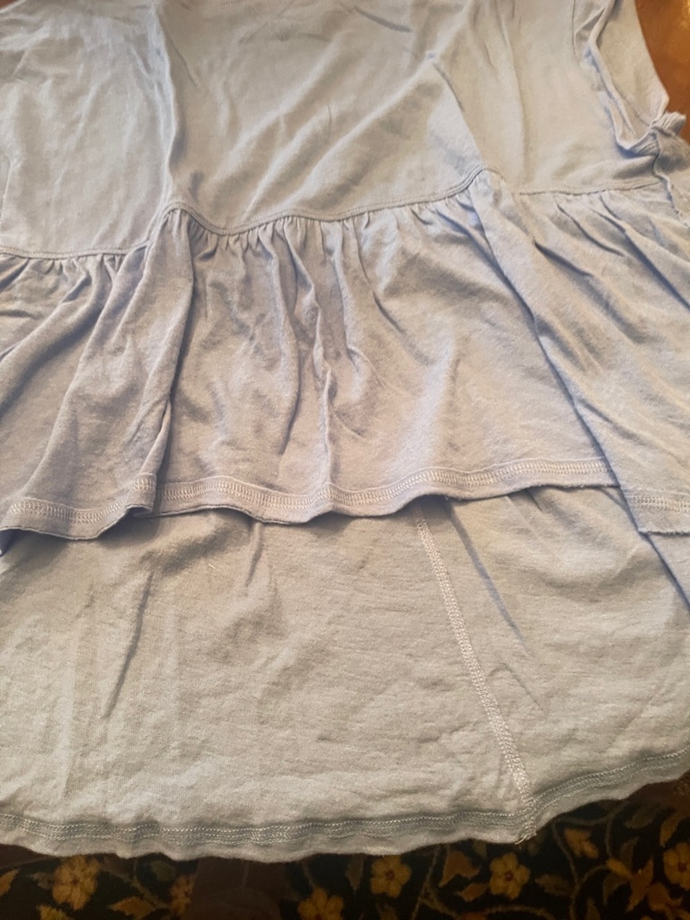 Free People Light Lavender Ruffle Short Sleeve Tee - Picture 4 of 5